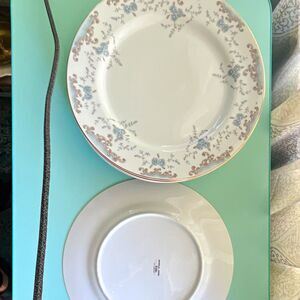 Imperial China Seville 5303 Floral Dinner Plate White Blue Gray Gold Rim